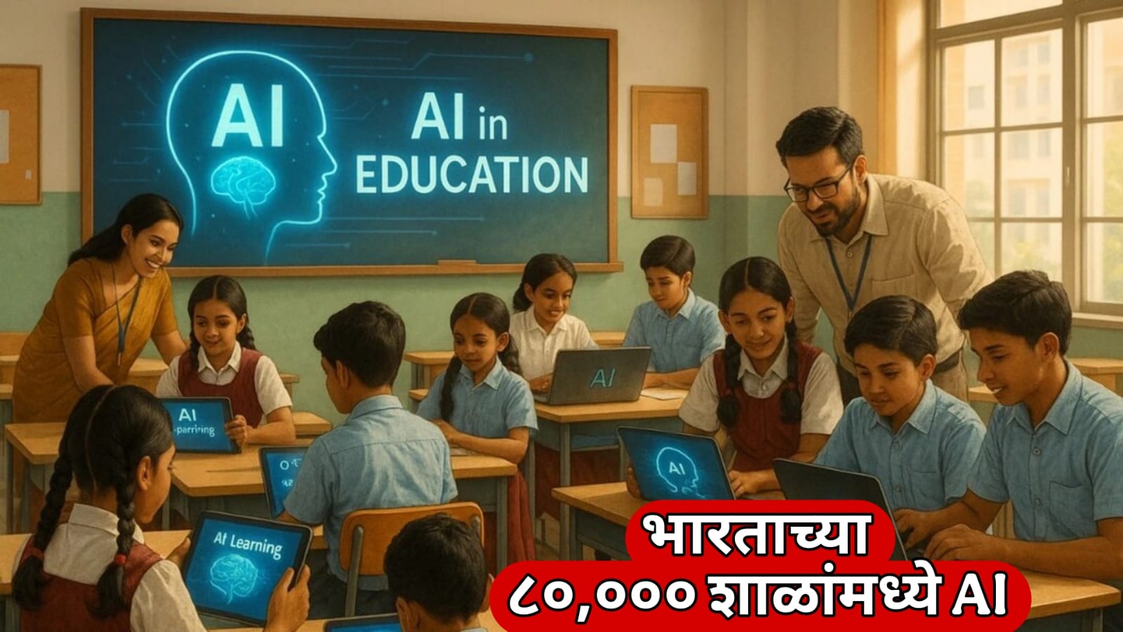 AI in Education: ८०,००० शाळांमध्ये AI – भारताच्या शिक्षण क्षेत्रात नवी क्रांती (2026 Guide)