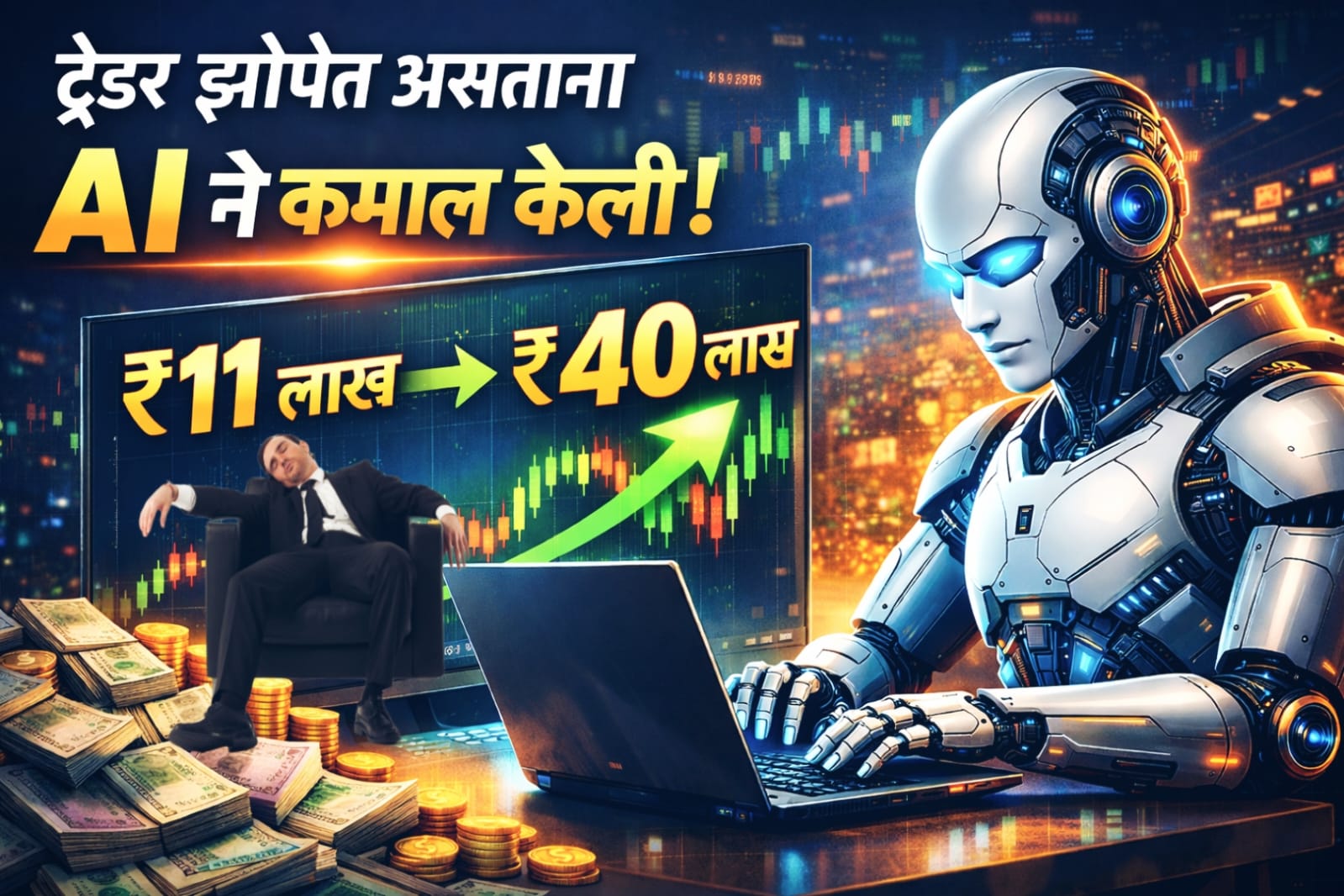 ट्रेडर झोपेत असताना AI ने कमाल केली — 11 लाखांचे 40 लाख रुपये झाले! AI Trading